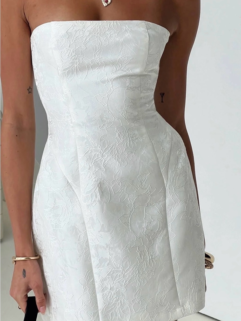 Princess Polly White Strapless Jacquard Mini Dress